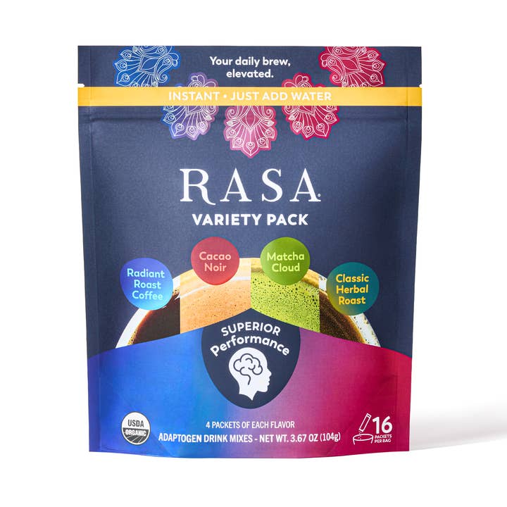 Rasa - #1 in Functional Adaptogens - Wholesale Health/Detox Tea - The Rasa Variety Pack | 4 Flavors | 16 Single-Serve Packs1