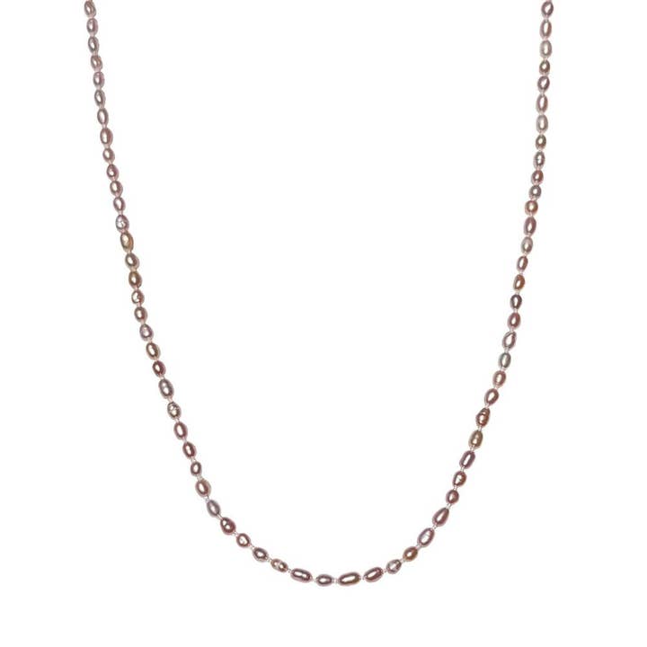 4mm Cultured Freshwater Pink Rice Pearls Necklace for wholesale by London Manori
