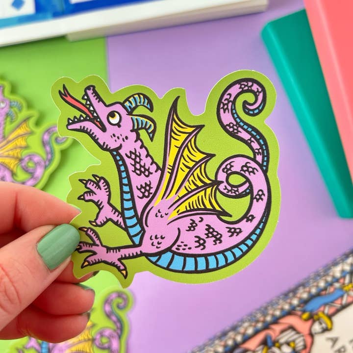 Stacey McEvoy Caunt - Wholesale Sticker - Dragon Medieval Marginalia Vinyl Sticker2