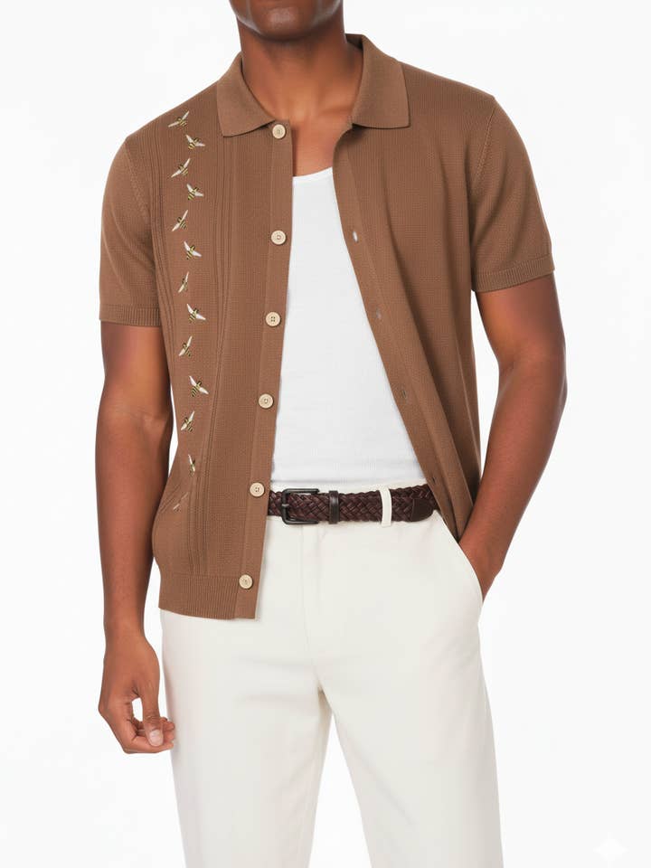 Polo Texturizado Masculino por atacado de Hawk's Bay