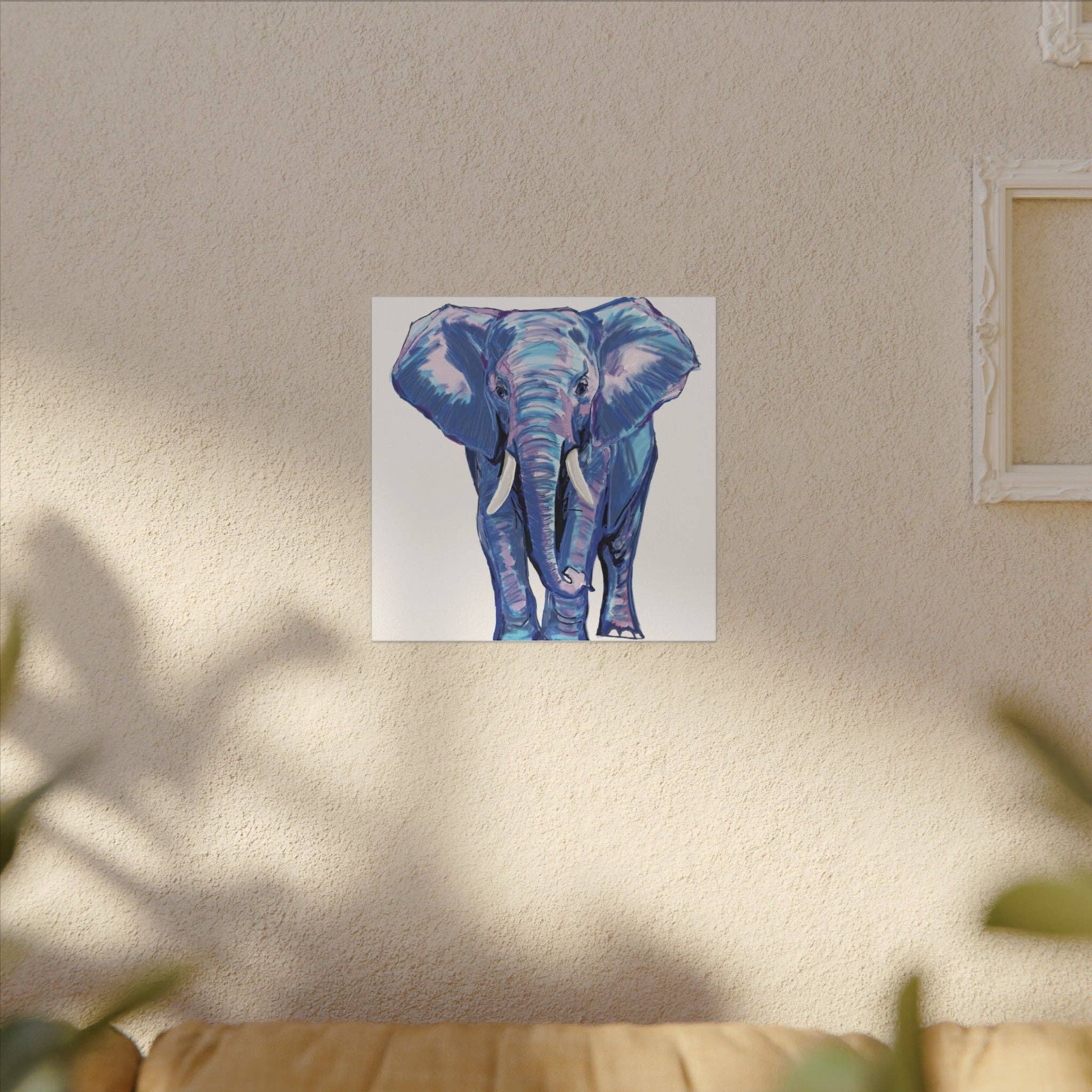 Blue Cava - Wholesale Art Print - Blue and Pink Elephant Canvas Art - Colorful Elephant Wall Décor25