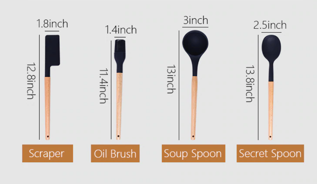 Homerely (We Cover All Import Duties) - Wholesale Kitchen Utensil Set - White / Black Silicone Kitchen Utensils Set8