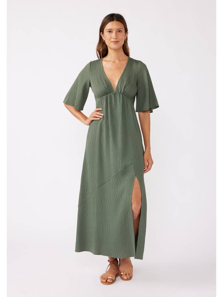 Lovestitch - Wholesale Dress - Women's - Empire Waist Maxi Dress with Slit