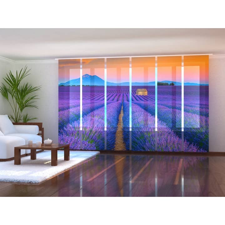 Conjunto de 6 Cortinas de Painel para Campos de Lavanda na Provença - por atacado de IlyDecor