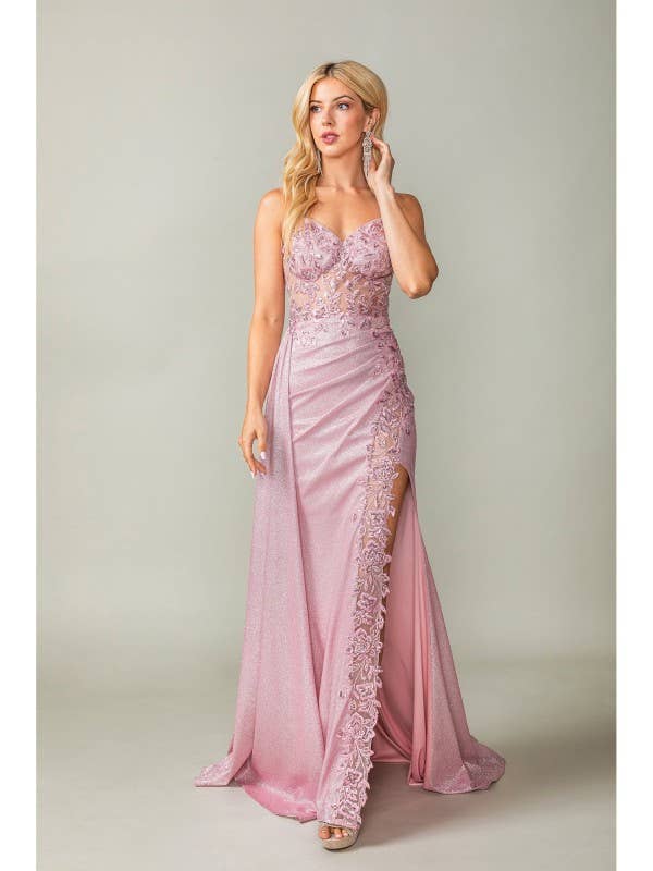 Abendkleid mit kaskadierendem Seitenvolant für den Großhandel von Dancing Queen Dress