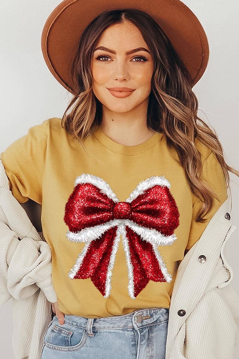 COLORBEAR – wholesale T-shirt (graphic) – women's – Christmas Santa Bow Graphic Tee10