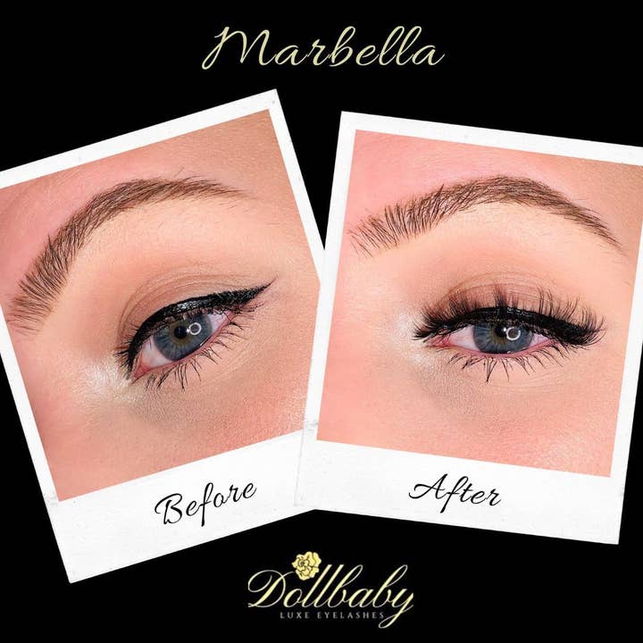 Dollbaby London Lashes - Wholesale False/fake eyelashes - Marbella Magnetic Faux Mink Eyelashes - Clear Band Wispies12