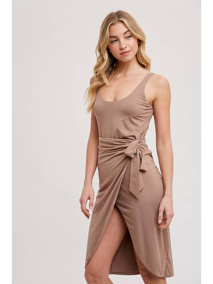 Bluivy - Wholesale Dress - Women's - SLEEVELESS KNIT TIE-FRONT WRAP DRESS