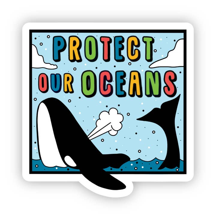 Jones Sticker Co – Adesivo por atacado – Adesivo Proteja nossos oceanos | Adesivo de baleia0