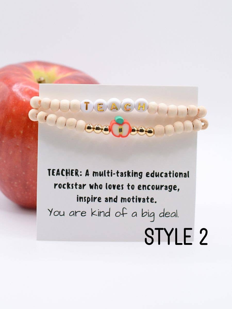 Two and Crew - Faith Based Jewelry & Gifts - Wholesale Beaded Bracelet - Wood Beaded TEACH Bracelet Set – Teacher Appreciation Gift0