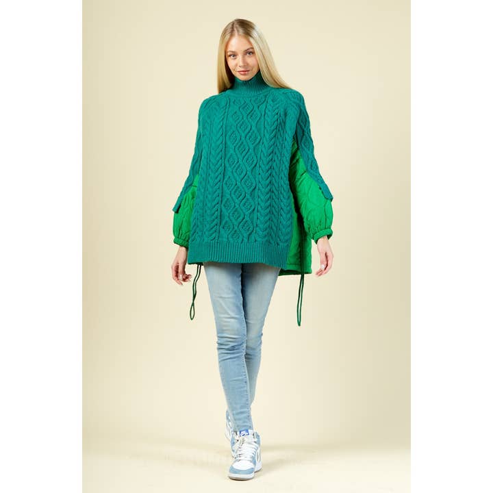GREEN Quilted Back Turtle Neck Sweater for wholesale on Faire