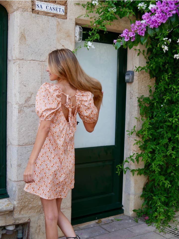 MindTraveler - Wholesale Dress - Women's - Bruna Orange Flowers Dress9