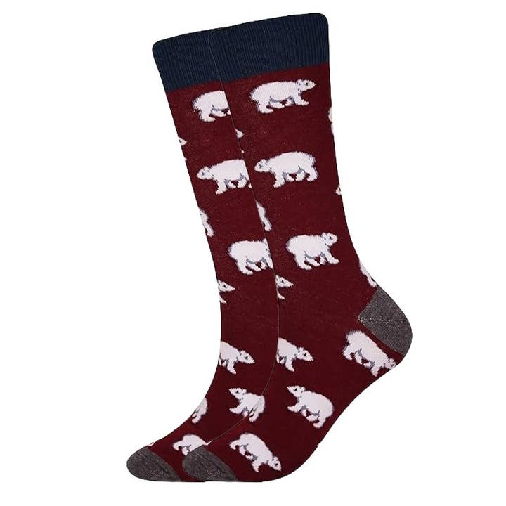 Polar Bear Pattern Socks the Sock Panda (Adult Large - Men's Shoe Sizes 8-12) for wholesale by Sock Panda