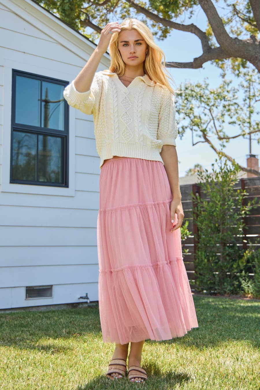 Oddi - Wholesale Skirt - Women's - Plus Tired Mesh Maxi Skirt11