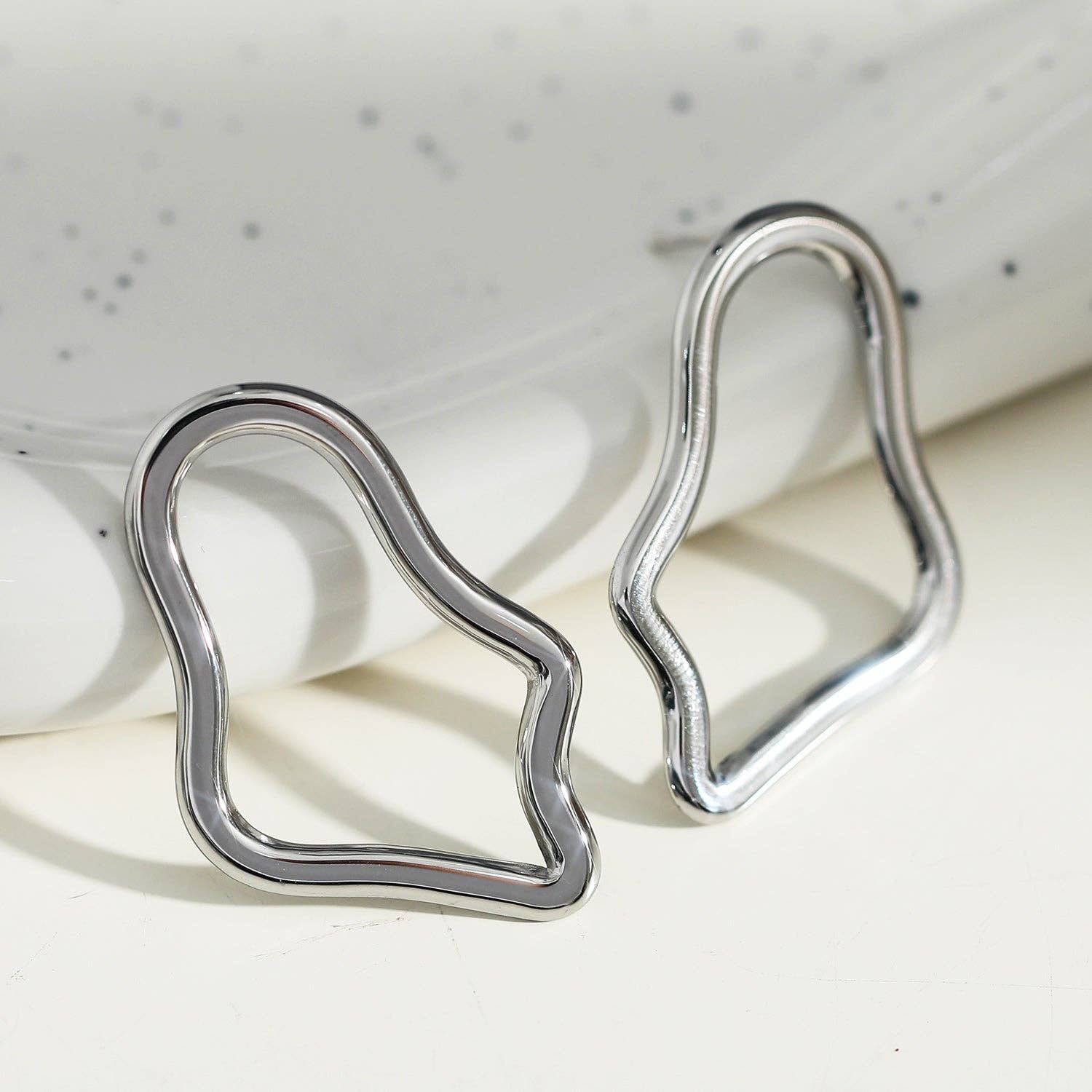 HACKNEY NINE - Wholesale  - MARTINA Irregular Shaped Hoop Earrings in Silver1