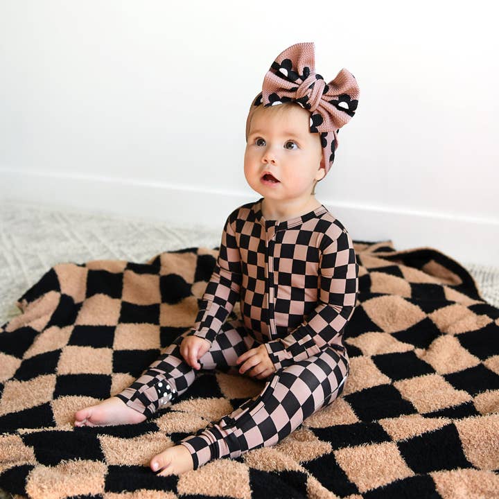 Gigi and Max - Wholesale Jumpsuit – Baby - Bentley ZIP Checks Bamboo One Piece 2 Way Zipper Baby Outfit9