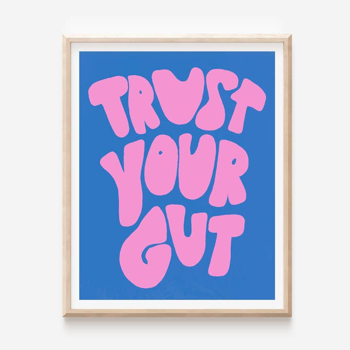 Stol på din tarm Håndskrevet lyserødt +blåt tryk for engroshandel hos ALEX'S