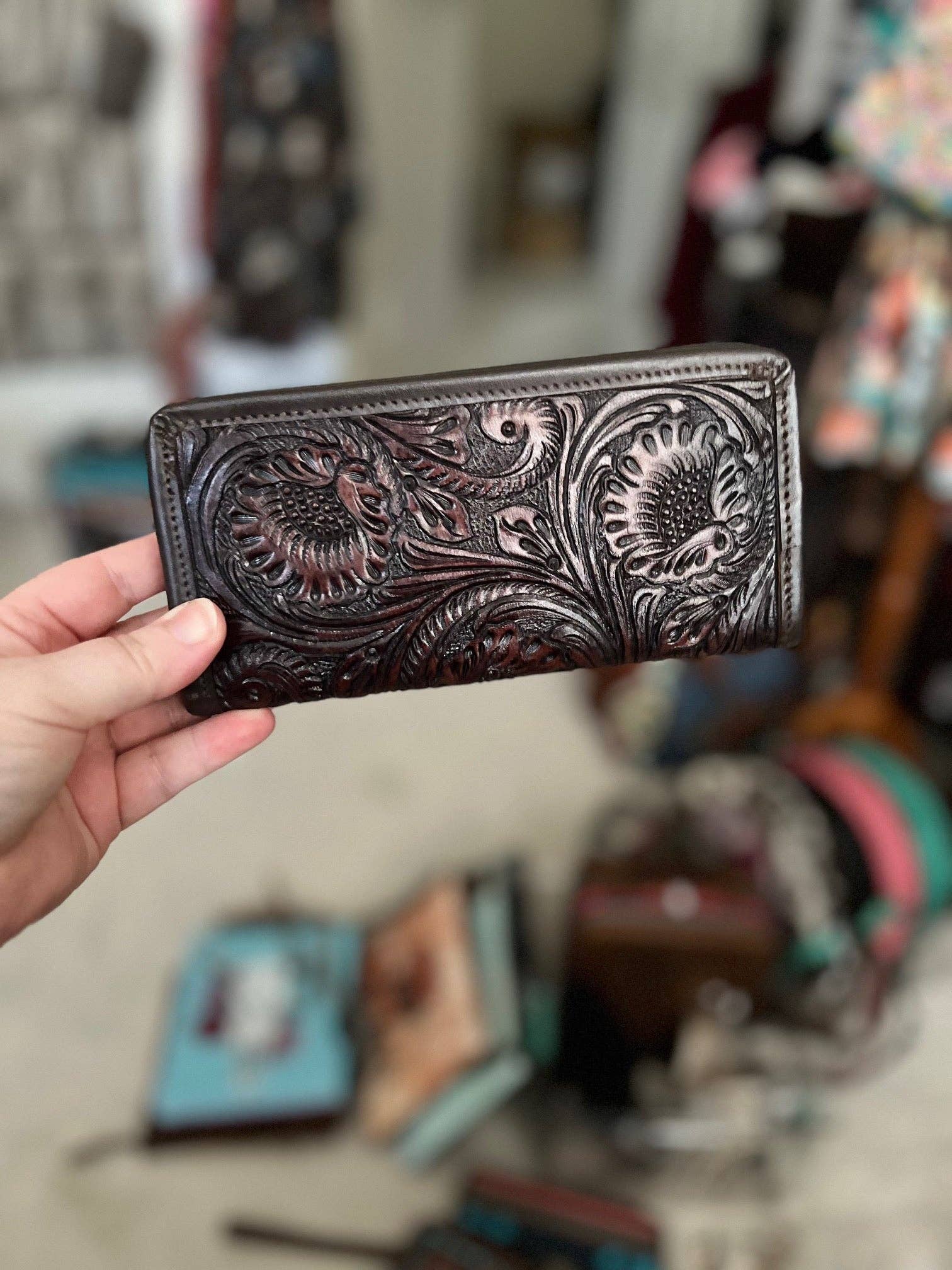 Cedar Hill Country Market - Wholesale Wallet - Women's - Western Genuine Hand Tooled Leather Wallet4