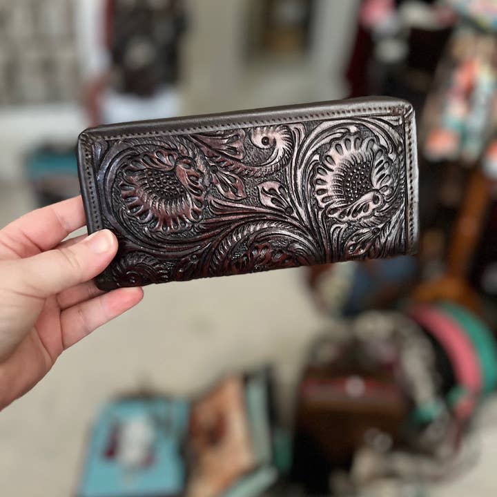 Cedar Hill Country Market - Wholesale Wallet - Women's - Western Genuine Hand Tooled Leather Wallet4