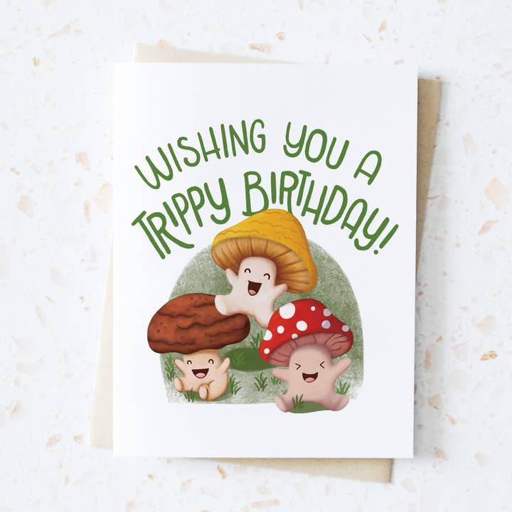 Grußkarte zum Geburtstag „Wishing you a Trippy“ für den Großhandel von Hop & Flop