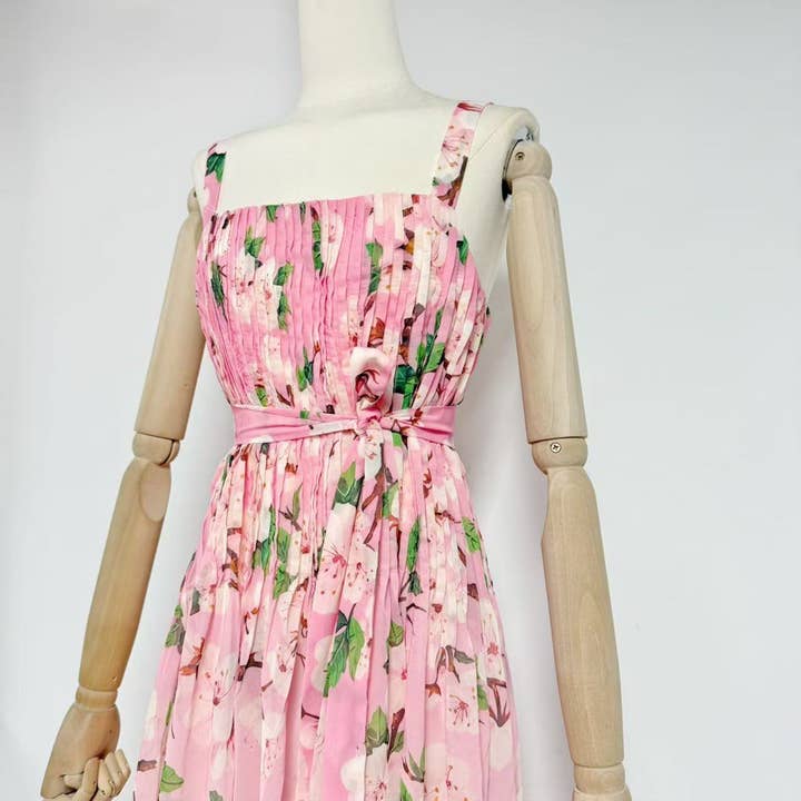 Productseeker - Wholesale Dress – Women's - DR658Y Chiffon Floral Pleated Maxi Dress with Swing Skirt6