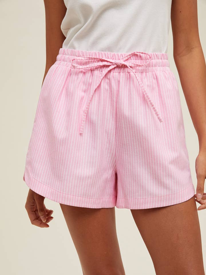 PUNCH WHITE STRIPED DOLPHIN HEM SHORTS / WL24-9815 for wholesale on Faire