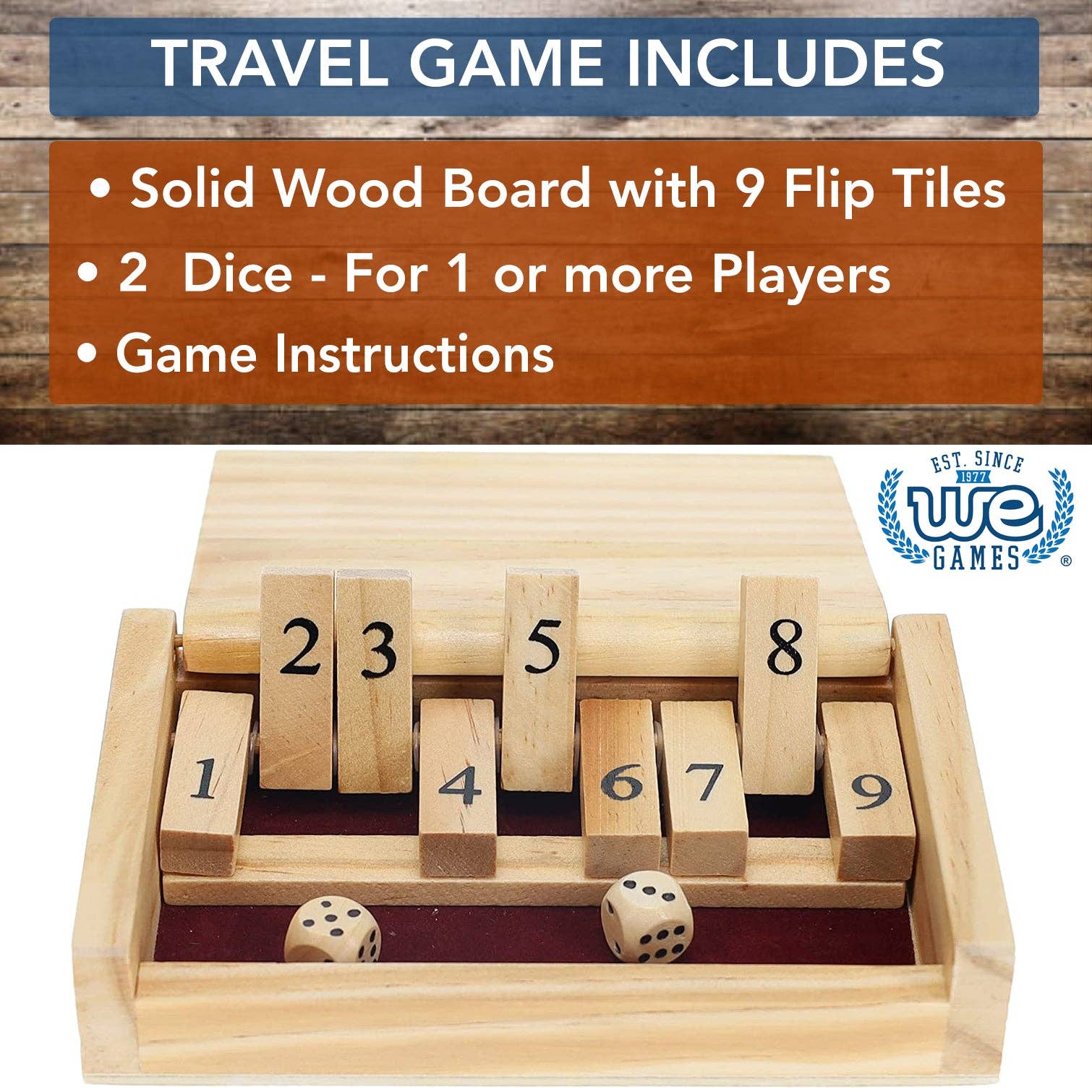 Wood Expressions - Wholesale Board Game - Mini 9 Number Shut The Box Game - 5.5 inches2
