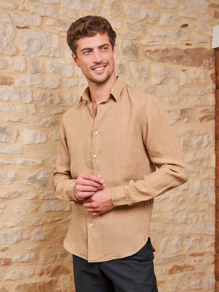 CAMISA DE LINO BEIGE para venta al por mayor de MONSIEUR MIMOSA