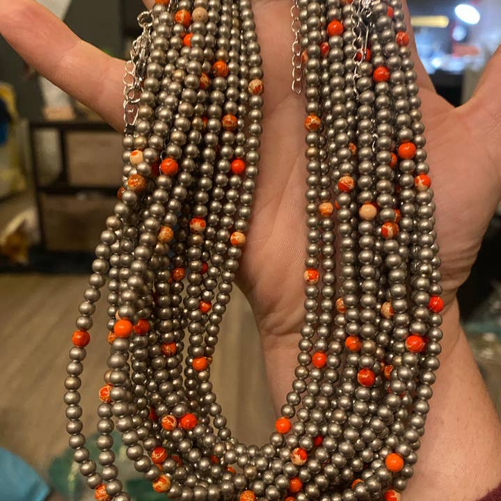 The Bijoux FAB - Wholesale Choker/Collar - 4 mm silver plated and orange choker1