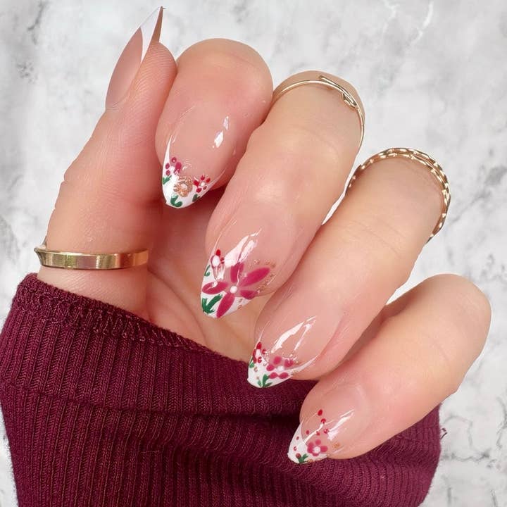 ¡Nuevo! Almendra Corta con Tinte Dorado Francés para venta al por mayor de Doobys Nails