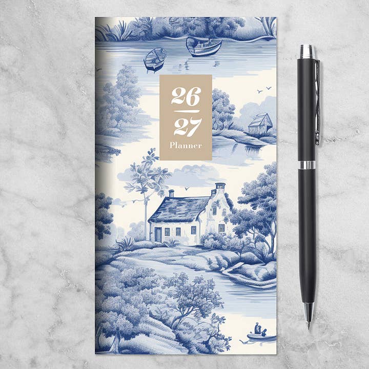 TF Publishing - Paper Goods – wholesale Planner – 2026-2027 Blue Toile Small Monthly Pocket Planner