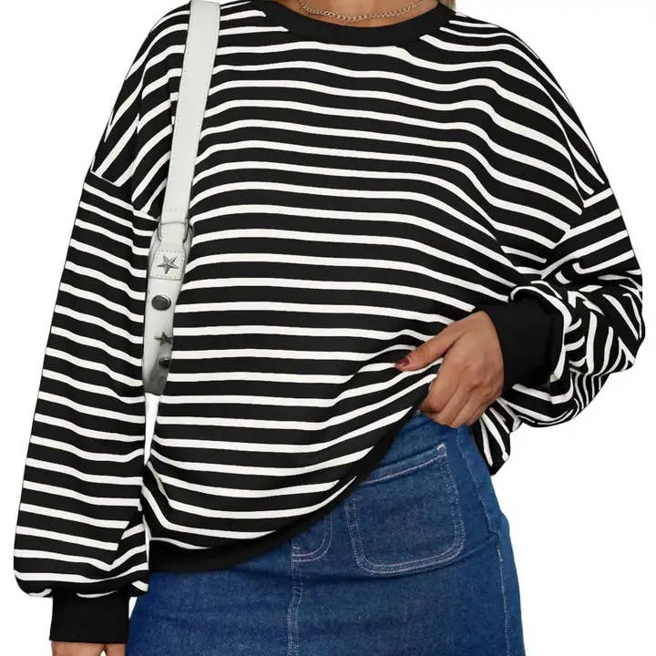 safistyle - Wholesale Sweatshirt - Women's - Colored striped crew neck sweatshirt6