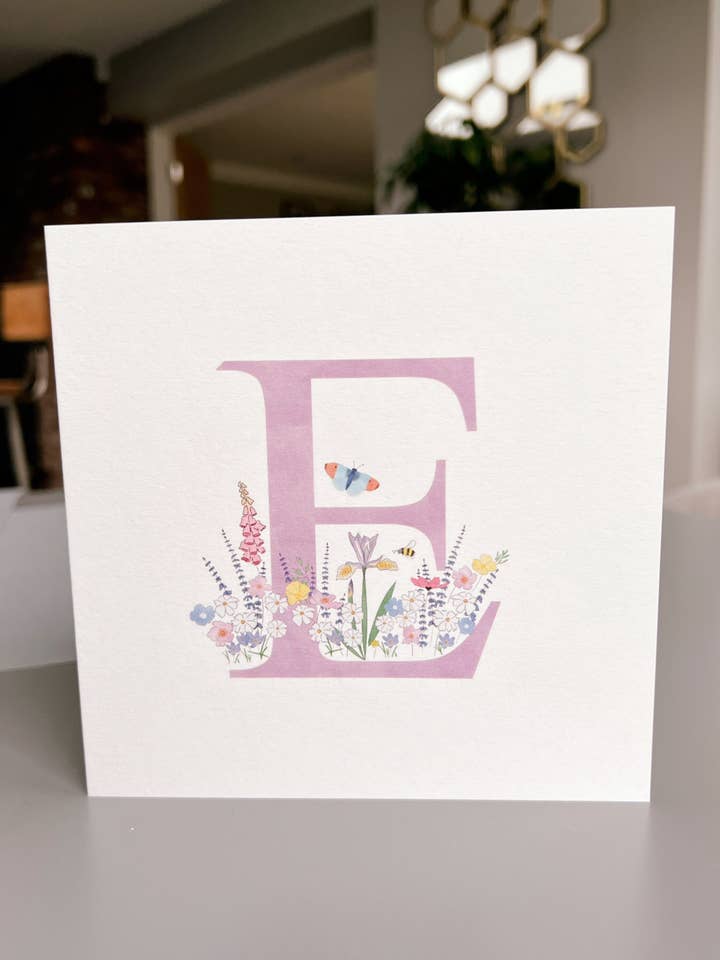 Initial E Card for wholesale by Liv & Draw