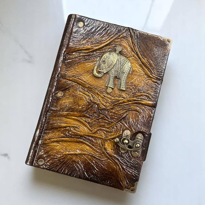 CRETE TRADING INC - Wholesale Journal/Diary - Handmade Leather Journal Belt Strap Elephant Brown3