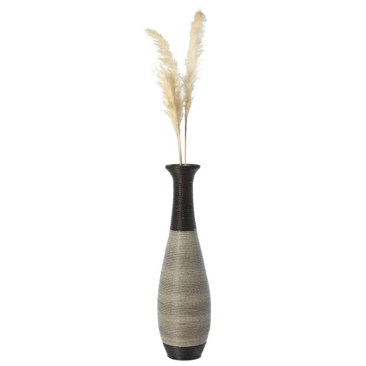 Trumpet Design Artificial Rattan Floor Vase 40 Inch for wholesale by Quickway Imports