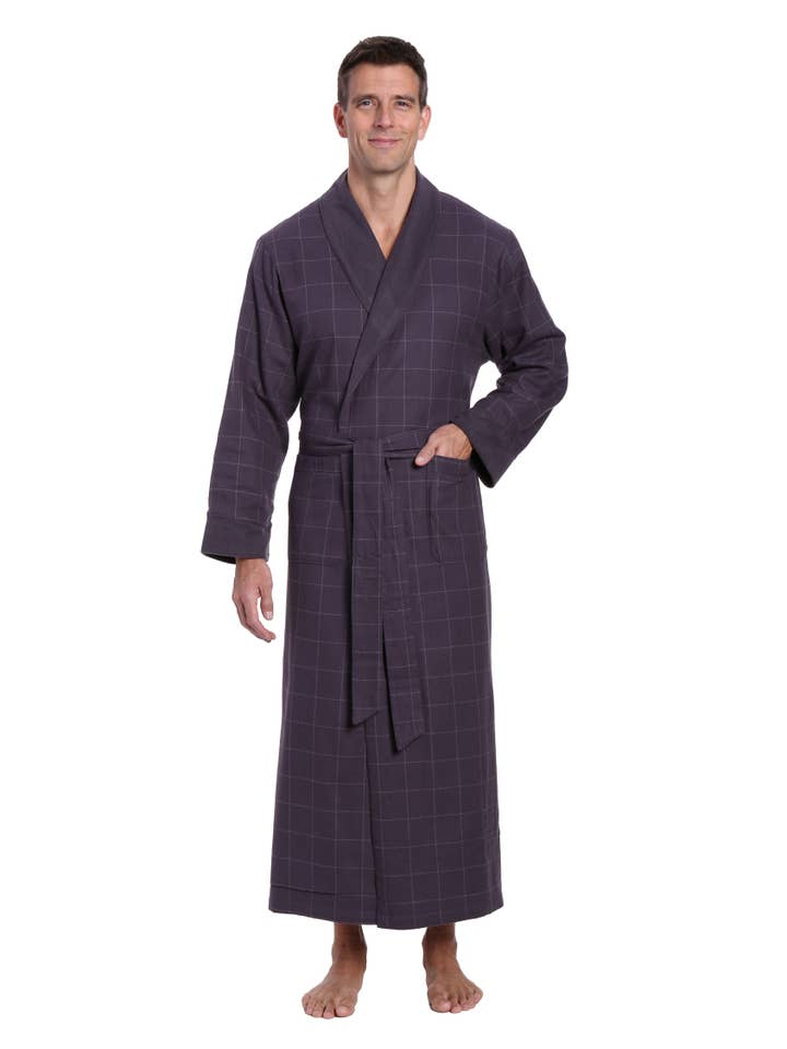 Noble Mount - Wholesale Robe – Men's - Men's Premium 100% Cotton Flannel Fleece Lined Robe21