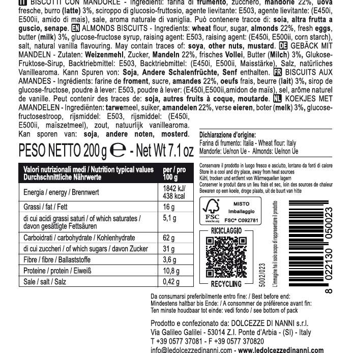 Le Dolcezze di Nanni - Wholesale Cookie - 5002 Cantucci Handmade Almond Cookies, Italy, T