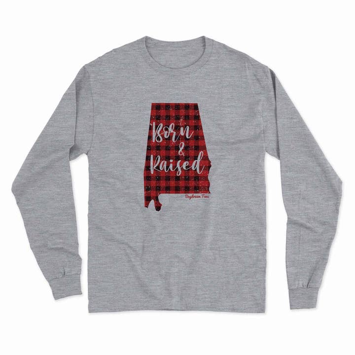 Daydream Tees Born & Raised AL met lange mouwen voor wholesale door Daydream Tees