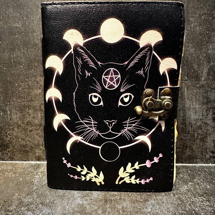 SunlitSage - Wholesale Journal/Diary - Wicca Cat Journal | Leather Journal | Blank Vintage Notebook1