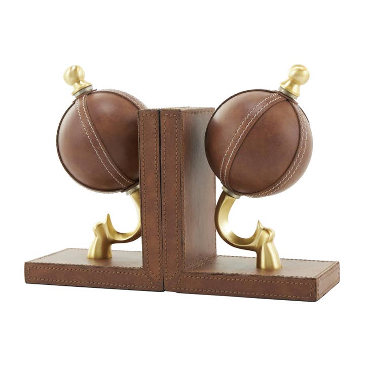 UMA Home Decor - Wholesale Bookend - Contemporary Brown Leather Bookends Set