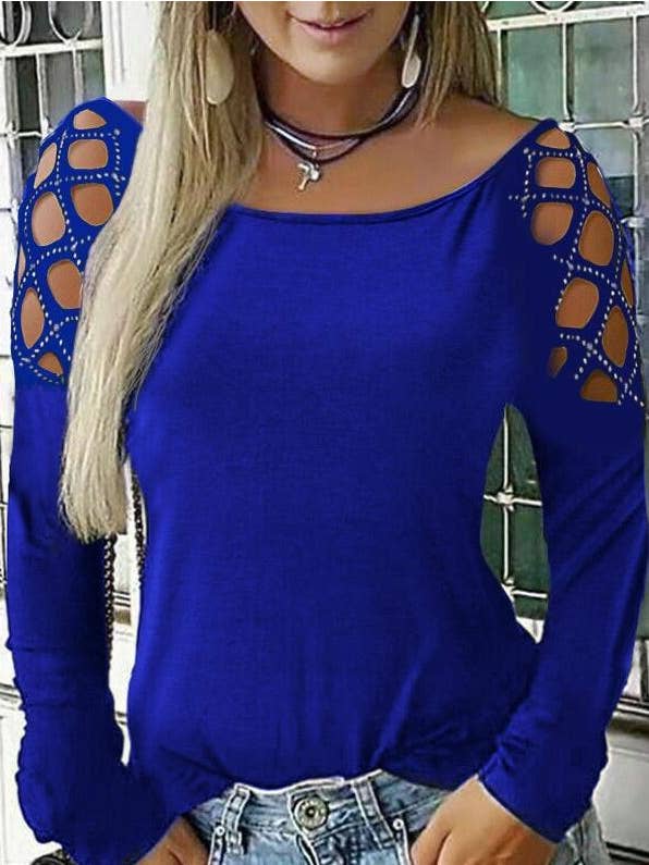 Tourtiwi - Wholesale Blouse - Women's - Long Sleeve Top with Studs and Diamonds16