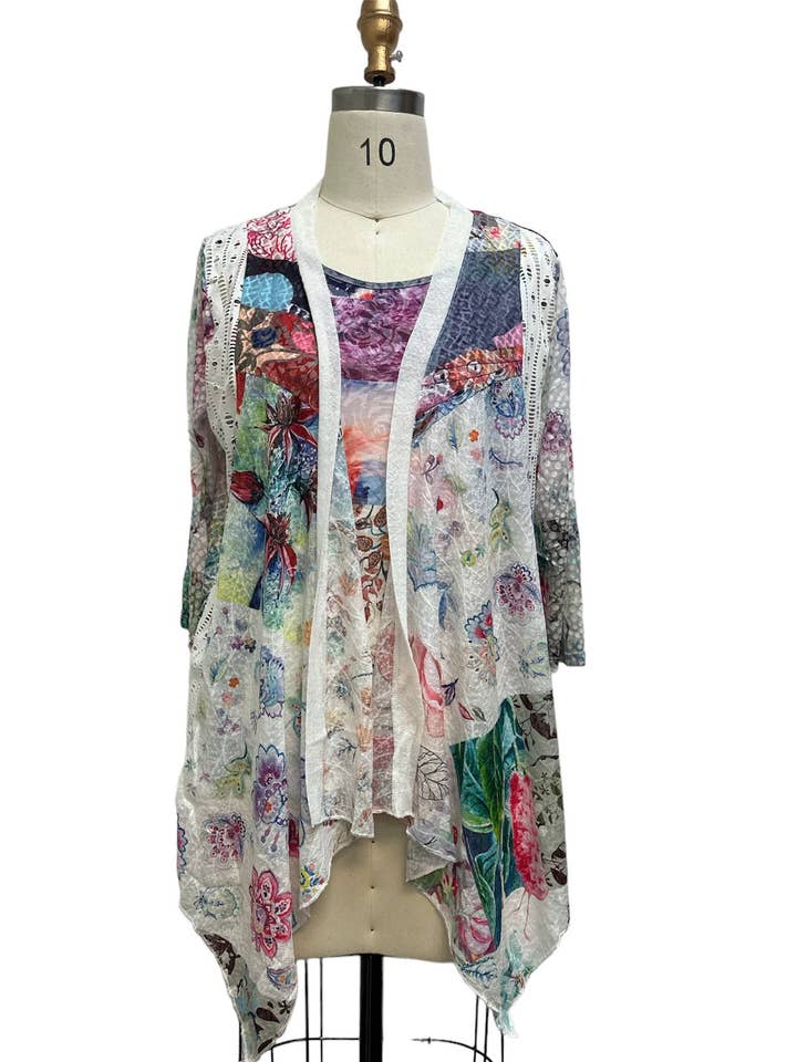 Women's Razor Floral Drape Two pcs Twin Set Cardigan for wholesale by Kamana