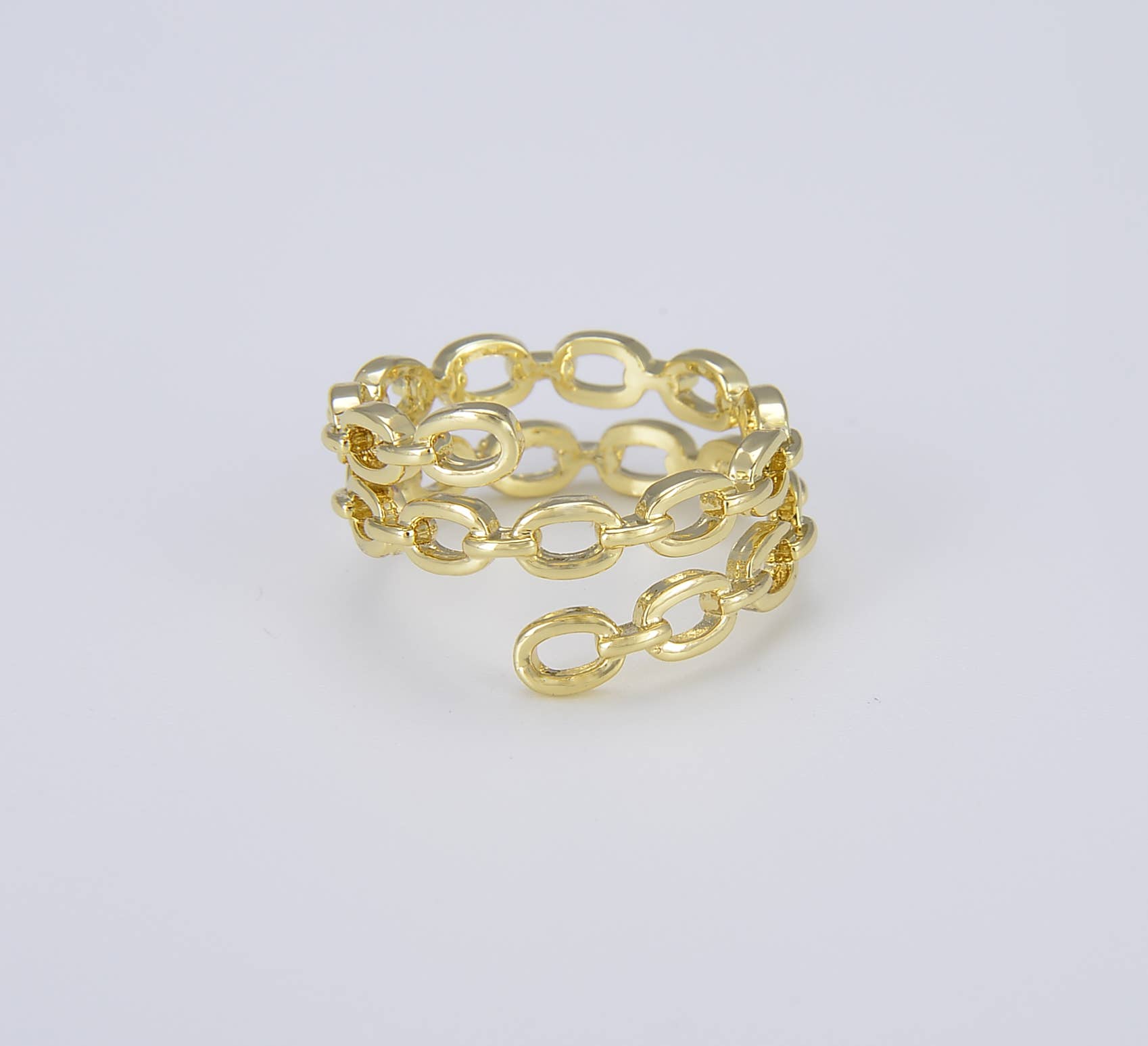 Beads Creation – wholesale Band/stacked ring – 14K Gold-Filled Thick Link Cable Chain Band Ring0