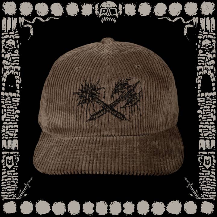 CORDUROY "WEAPON" STRAPBACK HAT for wholesale by Horrid Realm