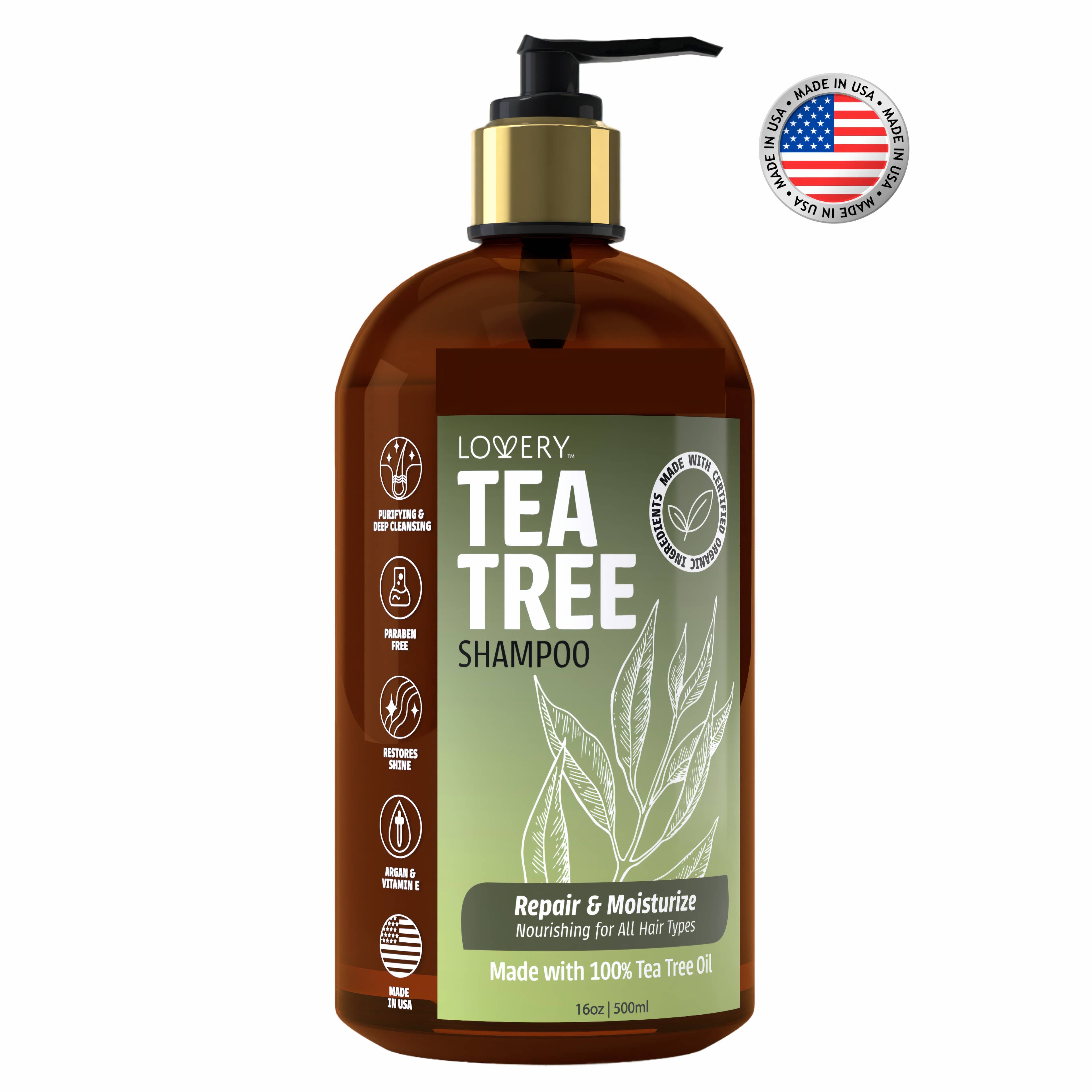 Lovery - Wholesale Hair Shampoo - Tea Tree Shampoo, Made in USA, 16 oz.0