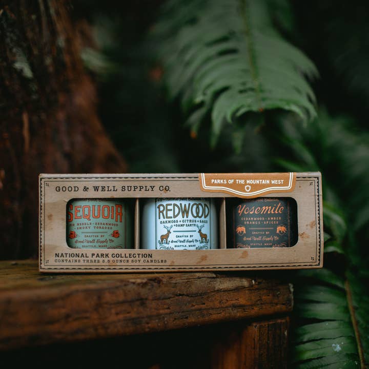 Good & Well Supply Co. - Wholesale Travel Candles - National Parks of the Mountain West Mini Candle Gift Set1