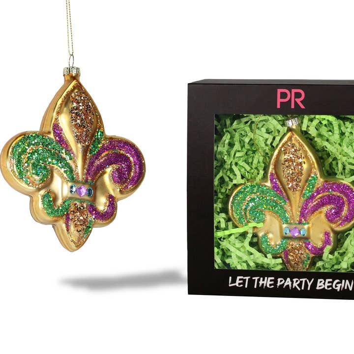 Party Rock | Mardi Gras Glass Ornament and other Purchase Wholesale mardi gras ornaments. Free Returns & Net 60 Terms on Faire trending on Faire.
