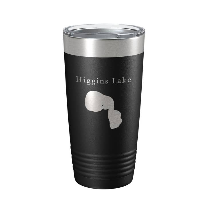 Tazza da viaggio Higgins Lake Map Tazza da viaggio, isolante, incisa al laser, Michigan, 20 oz per la vendita all'ingrosso da parte di CarveBright