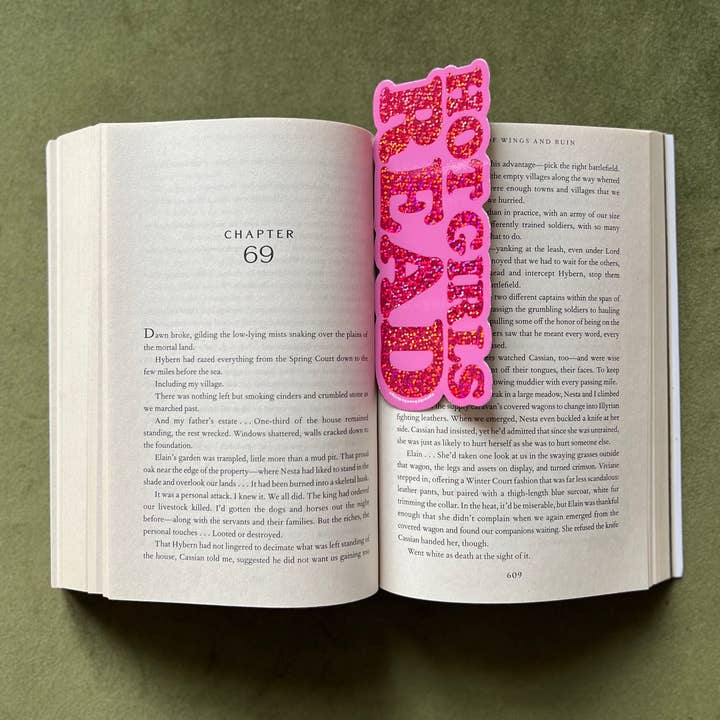Marque-page à paillettes Hot Girls Read Glitter 6" pour la vente par Peachy Keen by Design Co