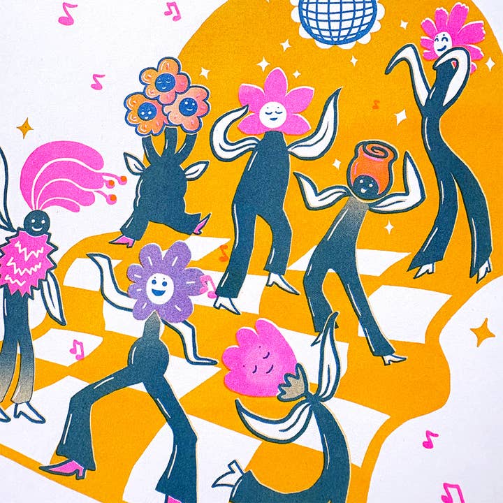 Tamiko Sidore Studio - Wholesale Art Print - Flower Party Risograph Print - *New Colorway*1